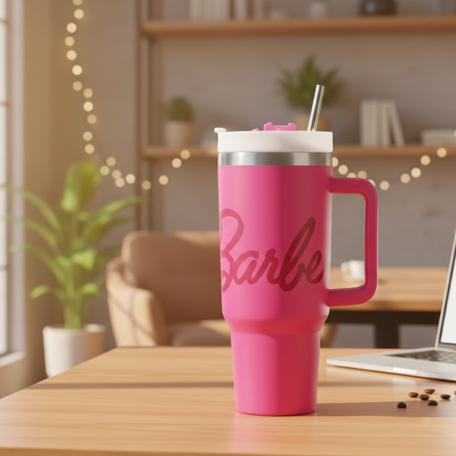 Master Barbie Tumbler – Stylish, Durable & Leak-Proof Drinkware - Pink Colour ( With Box )